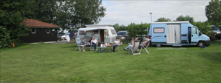 Campers in caravans at the campsite in Edam, Netherlands