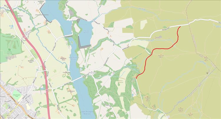 A map with the lane in question highlighted in red