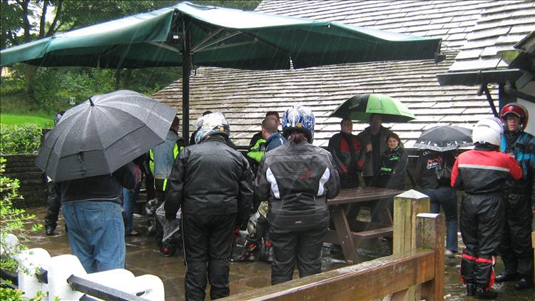 Heavy rain as riders meet up for a ride
