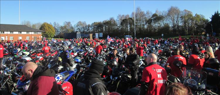 Thousands of riders and motorcycles at Manchester's Ring of Red