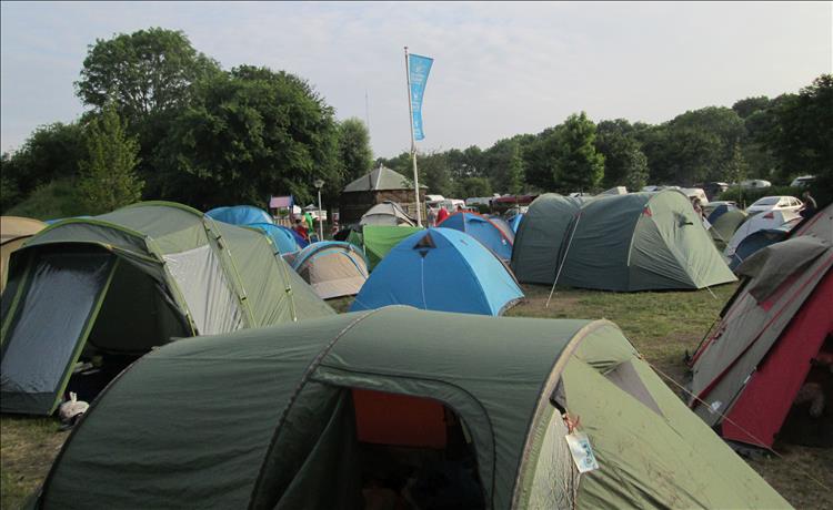 Many many tents close together on a campsite in Amsterdam