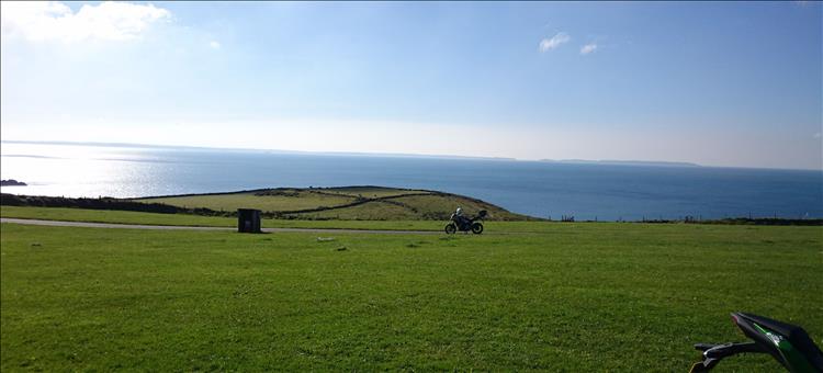 An empty camping field overlooking the sea at St David's Pembrokeshire