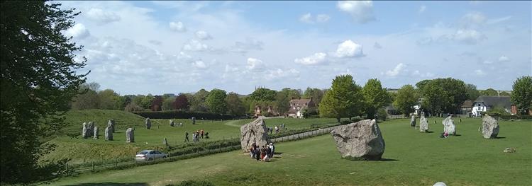 Ancient monoliths standing in a circular form as part of the massive Avebury Ring