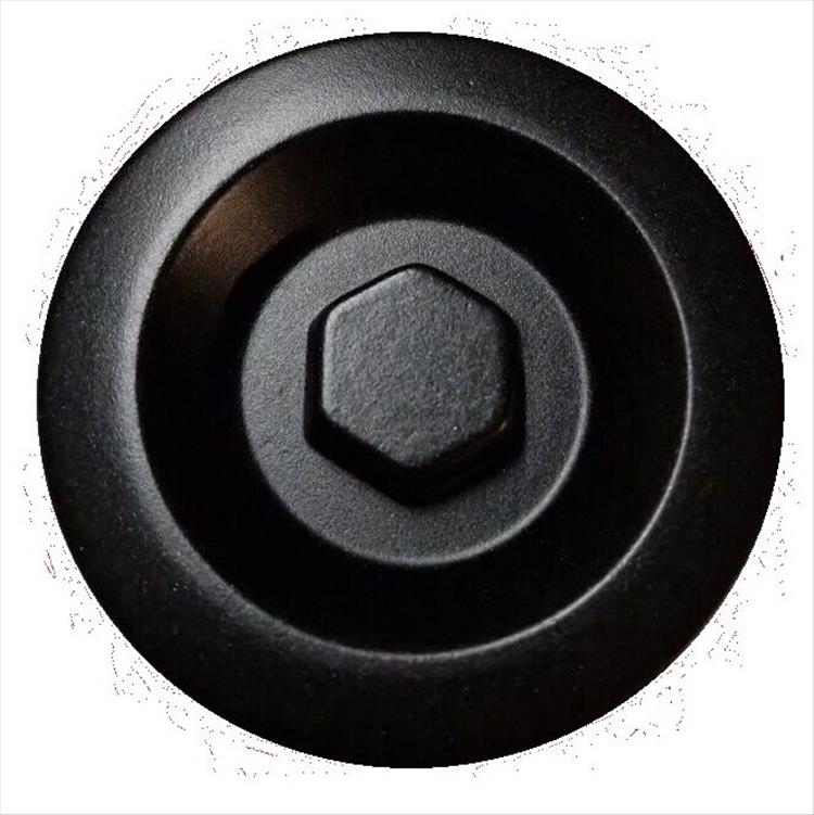 The cover is a round disc with a 17mm hex nut in the middle