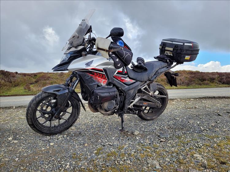 The CB500X atop the narrow road of The Long Mynd