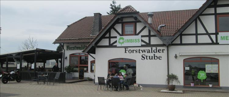 A large cafe restaurant in Germany with "Forstwalder Stube" signage