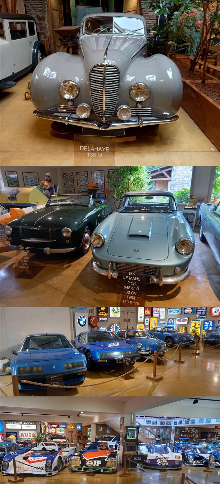 Montage of old cars and racing cars from the museum