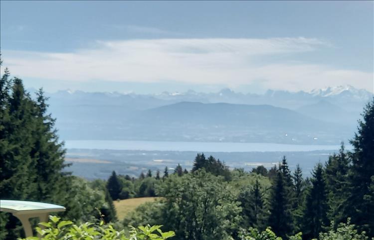 Mountains in the distance, trees and valleys and a broad river