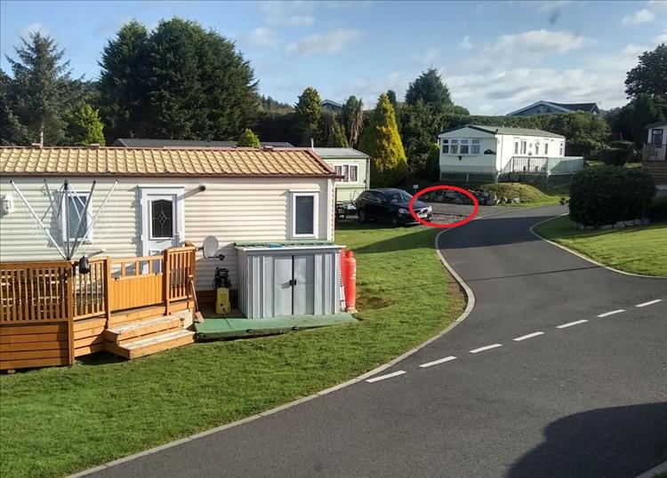 From our caravan we see other caravans and a circle which is where the bikes were parked