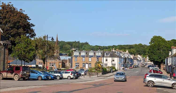 A street in the sunshine at Kirkcudbright, not beautiful but perfectly pleasant