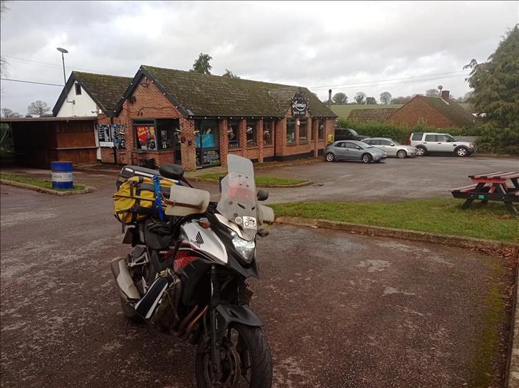 Loomies Cafe on a grey day as Ren rides south