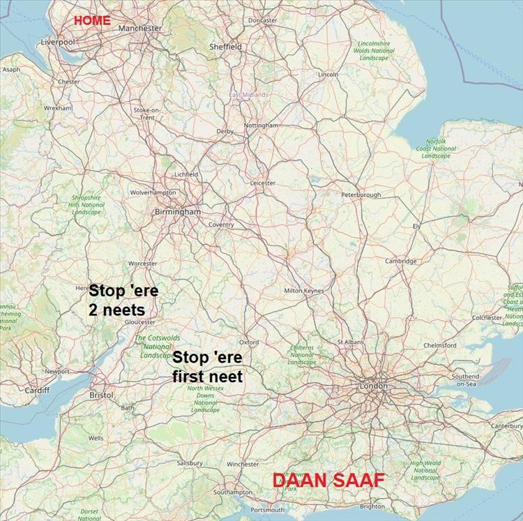 Another daft map with the locations of their stops shown