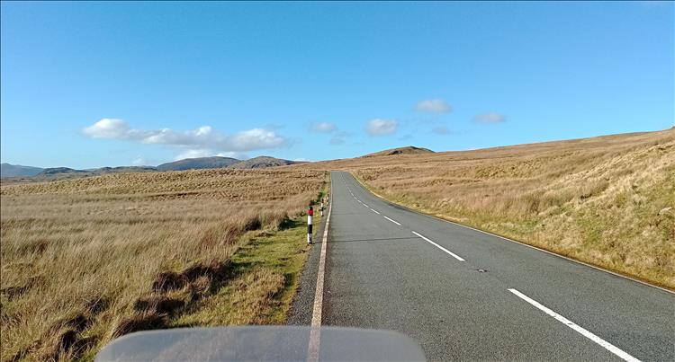 Welsh moorland and hills seen on a bright February day