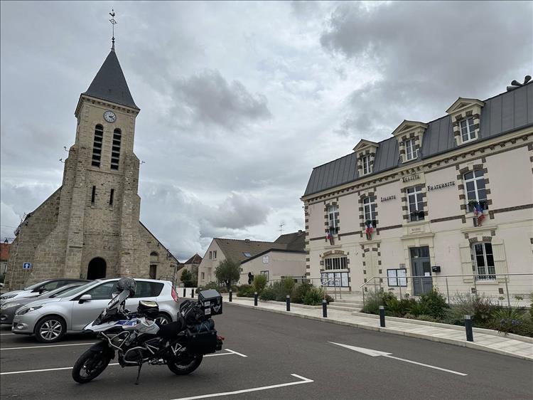 A typical small french church and town hall in Villers Saint George