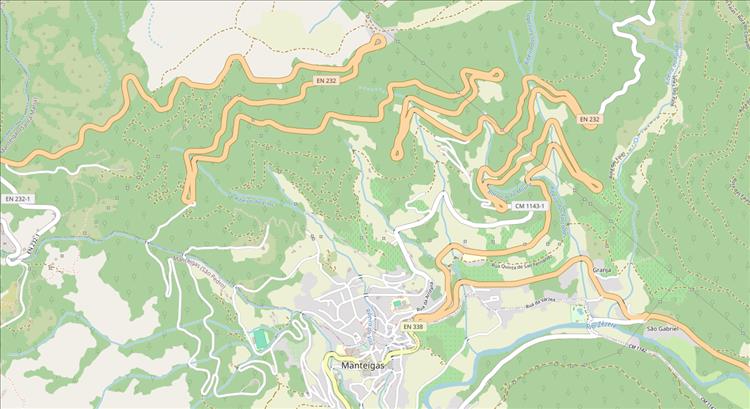 A maps showing some incredibly wiggly roads