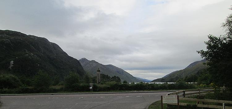 The Bonny Prince Charlie Monument at Glenfinnan in the vast mountains.