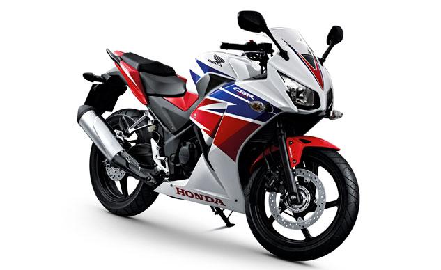Honda's CBR300 in red, white and blue colours