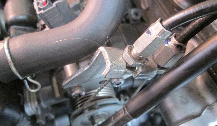 The throttle cable as fitted to the Honda
